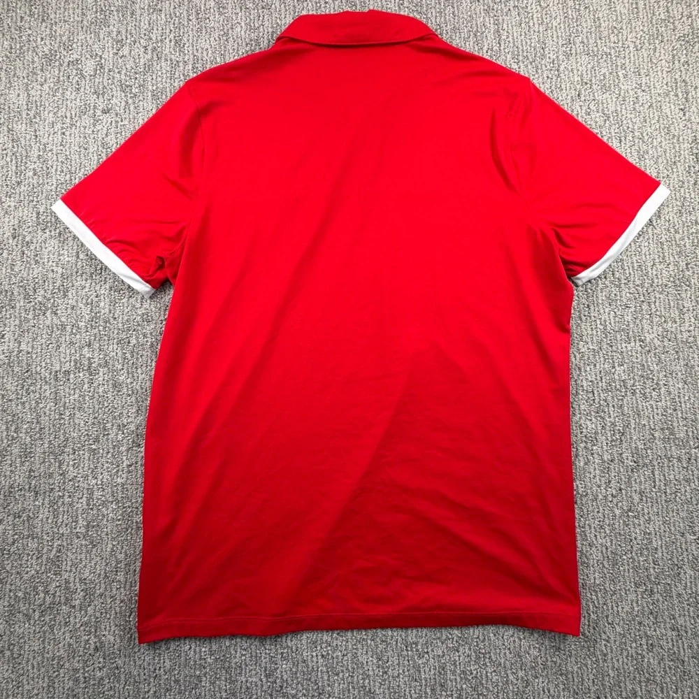 Nike Golf Polo Mens Large Red White Colorblock Dri-FIT Standard Fit 725527-657